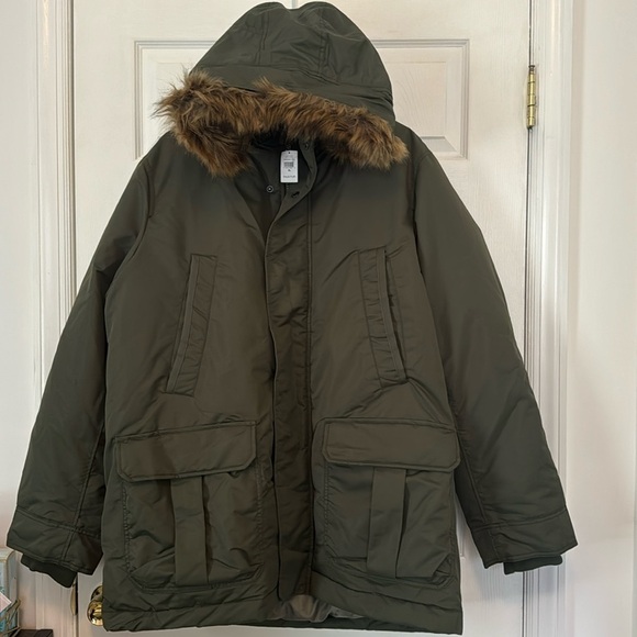 NWT Gap Men's Olive Green Winter Parka Cold Control Max Snorkel Coat